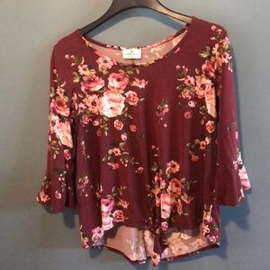 Front tie floral shirt